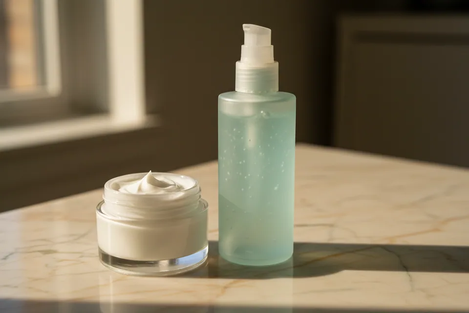 Three products, one shelf — the whole routine